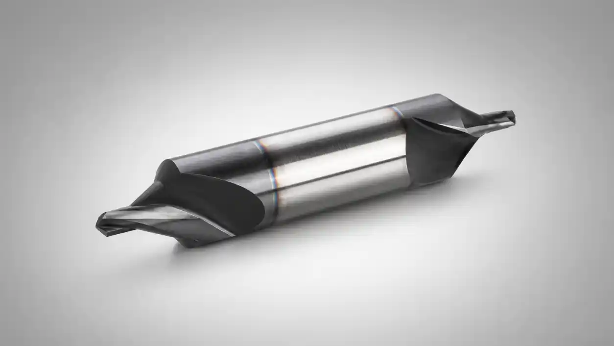 Solid carbide center drill for accurate hole starting