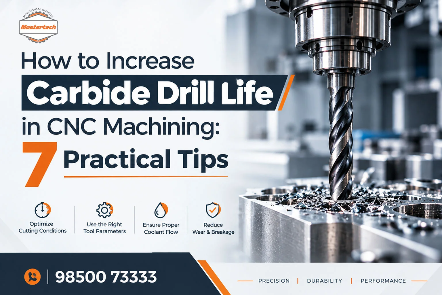 Solid carbide drills for CNC machining by Mastertech, carbide drills manufacturer in Pune