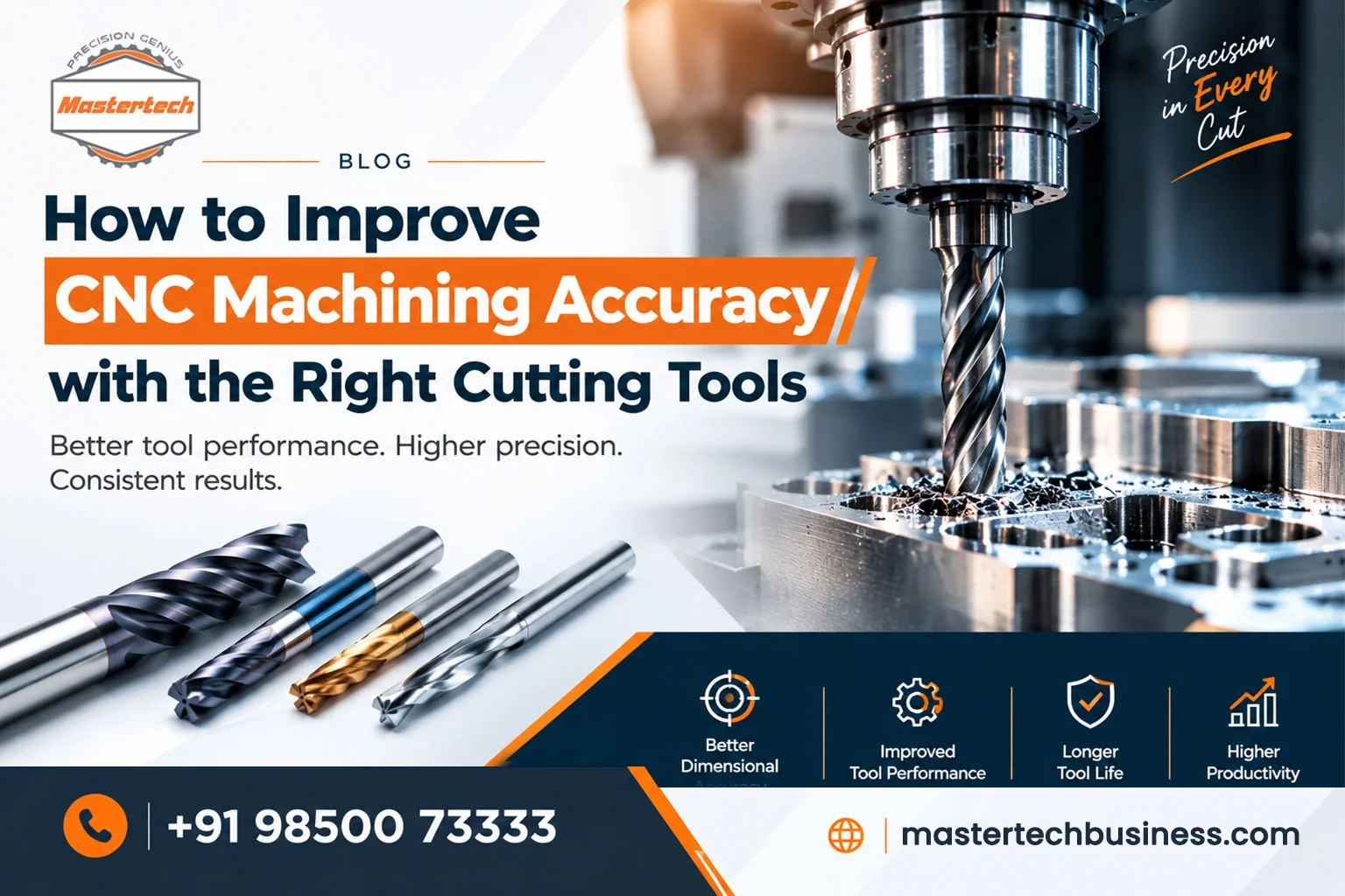 CNC machining accuracy with solid carbide end mills and carbide drills, by Mastertech cutting tools manufacturer in Pune